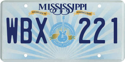 MS license plate WBX221