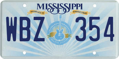 MS license plate WBZ354