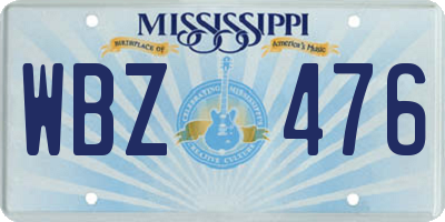 MS license plate WBZ476