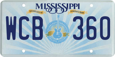 MS license plate WCB360