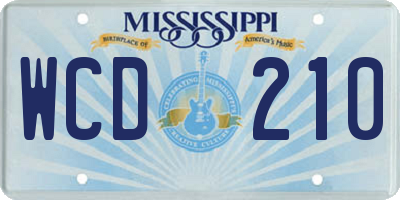 MS license plate WCD210