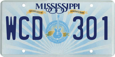 MS license plate WCD301