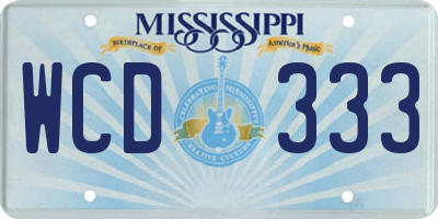 MS license plate WCD333