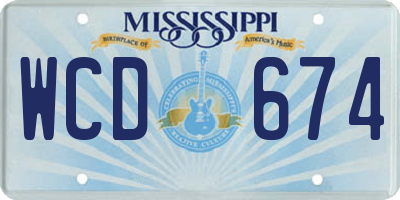 MS license plate WCD674