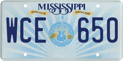 MS license plate WCE650