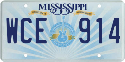 MS license plate WCE914