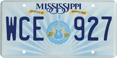 MS license plate WCE927