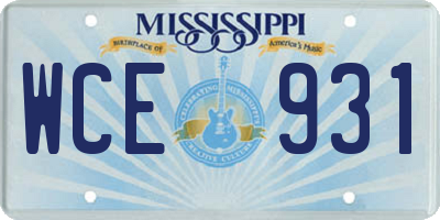 MS license plate WCE931