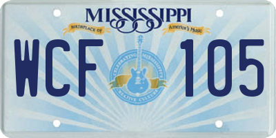 MS license plate WCF105
