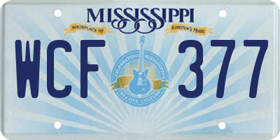 MS license plate WCF377