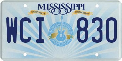 MS license plate WCI830