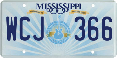 MS license plate WCJ366