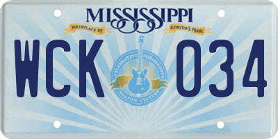 MS license plate WCK034