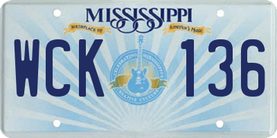 MS license plate WCK136