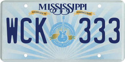 MS license plate WCK333