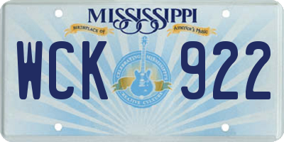 MS license plate WCK922