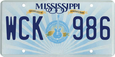 MS license plate WCK986