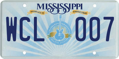 MS license plate WCL007