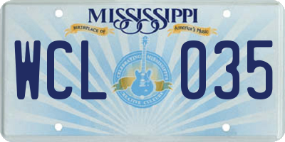 MS license plate WCL035