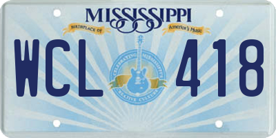 MS license plate WCL418