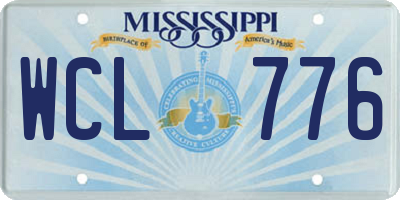MS license plate WCL776