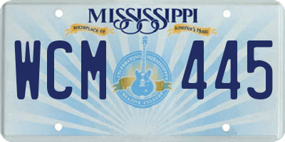 MS license plate WCM445
