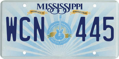 MS license plate WCN445