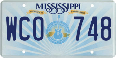 MS license plate WCO748
