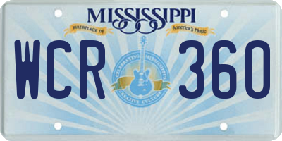 MS license plate WCR360