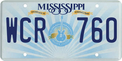 MS license plate WCR760