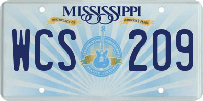 MS license plate WCS209
