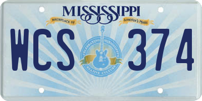 MS license plate WCS374