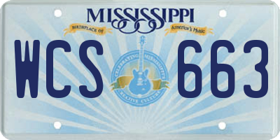 MS license plate WCS663