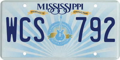MS license plate WCS792