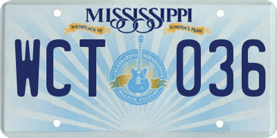 MS license plate WCT036
