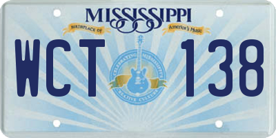 MS license plate WCT138