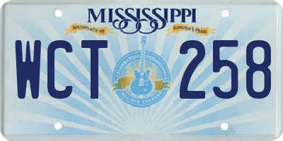MS license plate WCT258