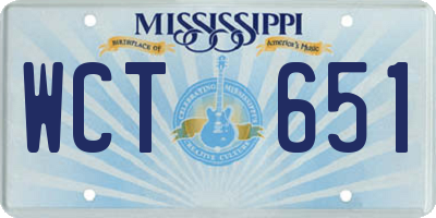 MS license plate WCT651