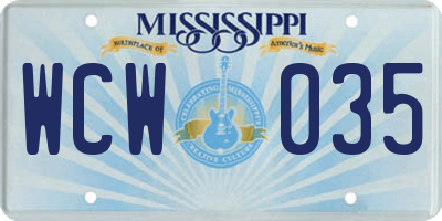 MS license plate WCW035