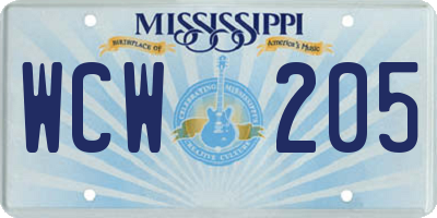 MS license plate WCW205