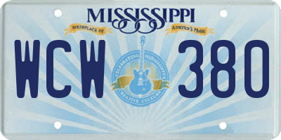 MS license plate WCW380