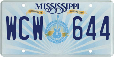 MS license plate WCW644