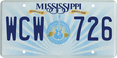 MS license plate WCW726