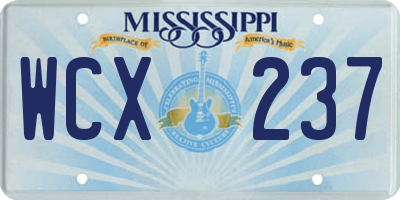 MS license plate WCX237