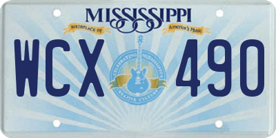MS license plate WCX490