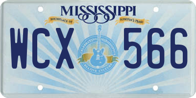 MS license plate WCX566