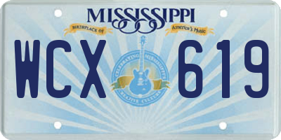 MS license plate WCX619