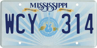 MS license plate WCY314