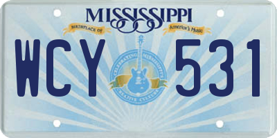 MS license plate WCY531