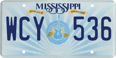 MS license plate WCY536